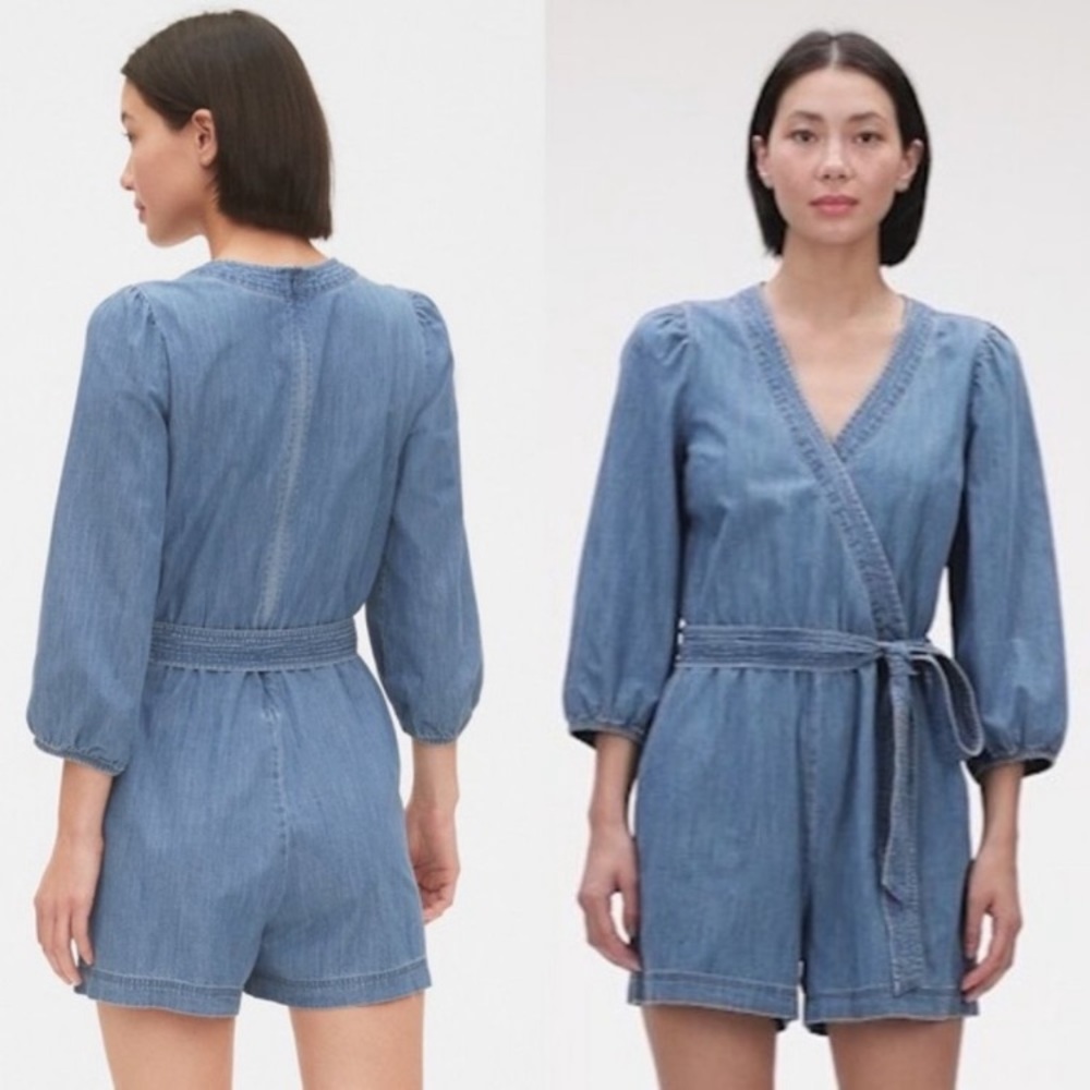 NWT Gap Puff Sleeve Denim Romper